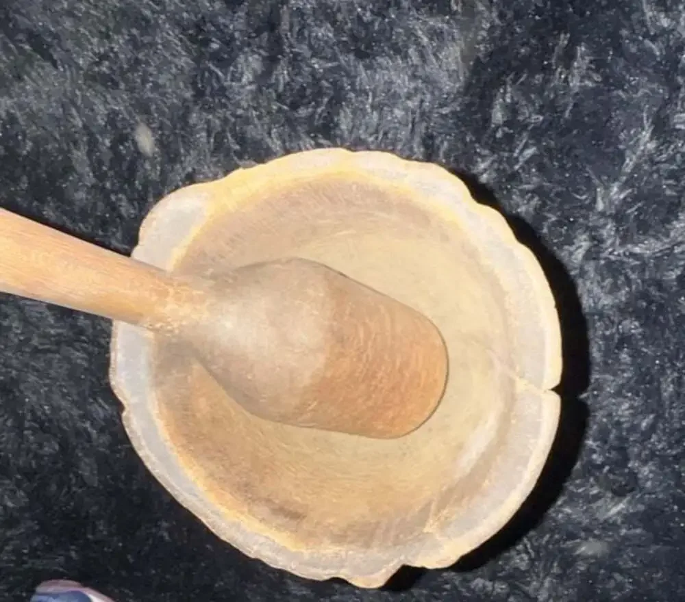 Antique Primitive Hand-Carved Wood Mortar and Pestle